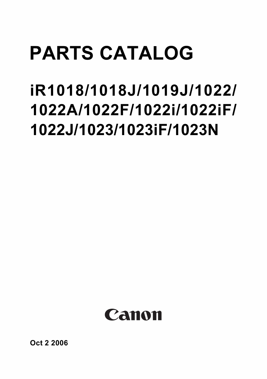 Canon imageRUNNER-iR 1018 1019 1022 1023 J A F i iF N Parts Catalog-1